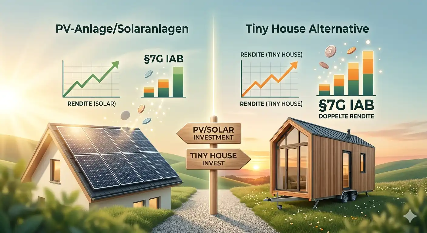 Solaranlage Alternative 2026: §7g IAB ohne Photovoltaik – Tiny House Investment Guide
